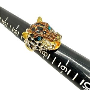 Size 7.5 Elegant Gold and Orange Leopard Ring